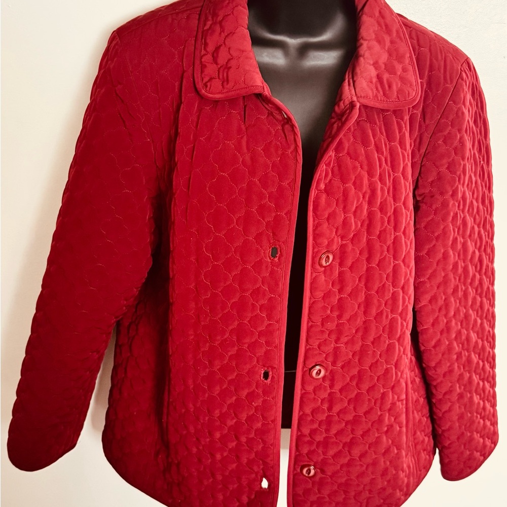 St. John's‎ Bay Red Quilted Puffer Jacket Size L Outdoor Work Casual - Picture 2 of 9